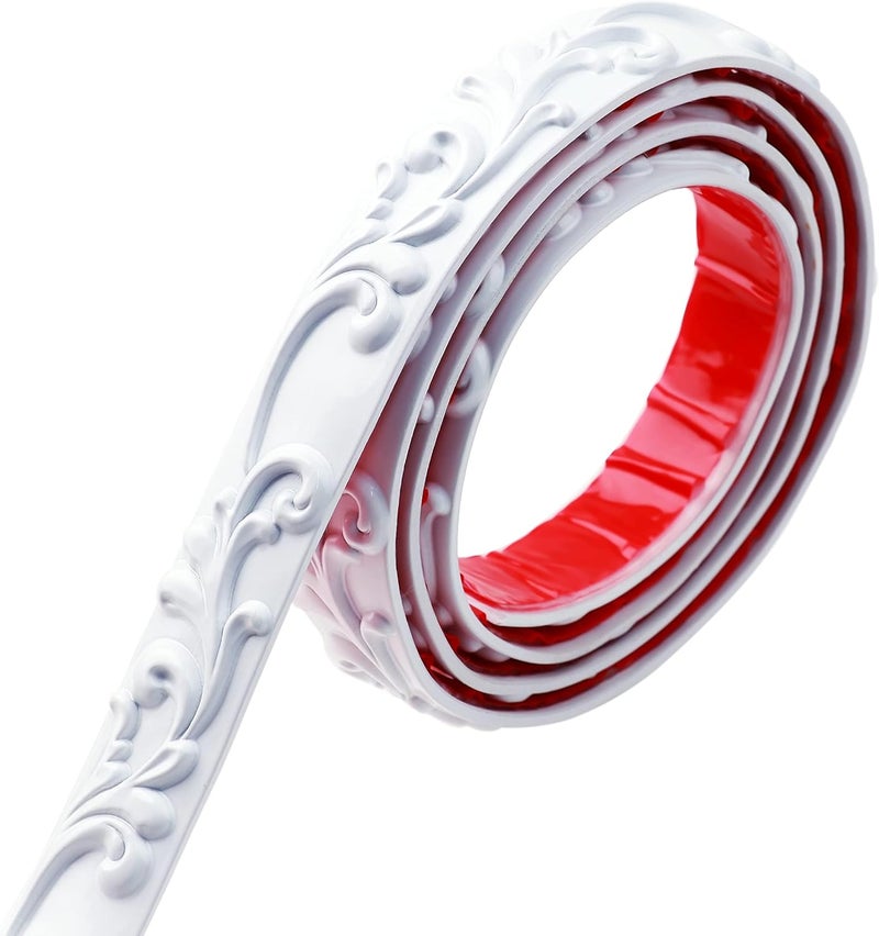 Duzzy Molding Trim Wall Trim, 16.4 Feet Self-Adhesive Flexible DIY Peel and Stick Crown Molding Ceiling Molding Suitable for Mirror Edge, TV Background Wall, Home Wall Decor (White) - Image 1